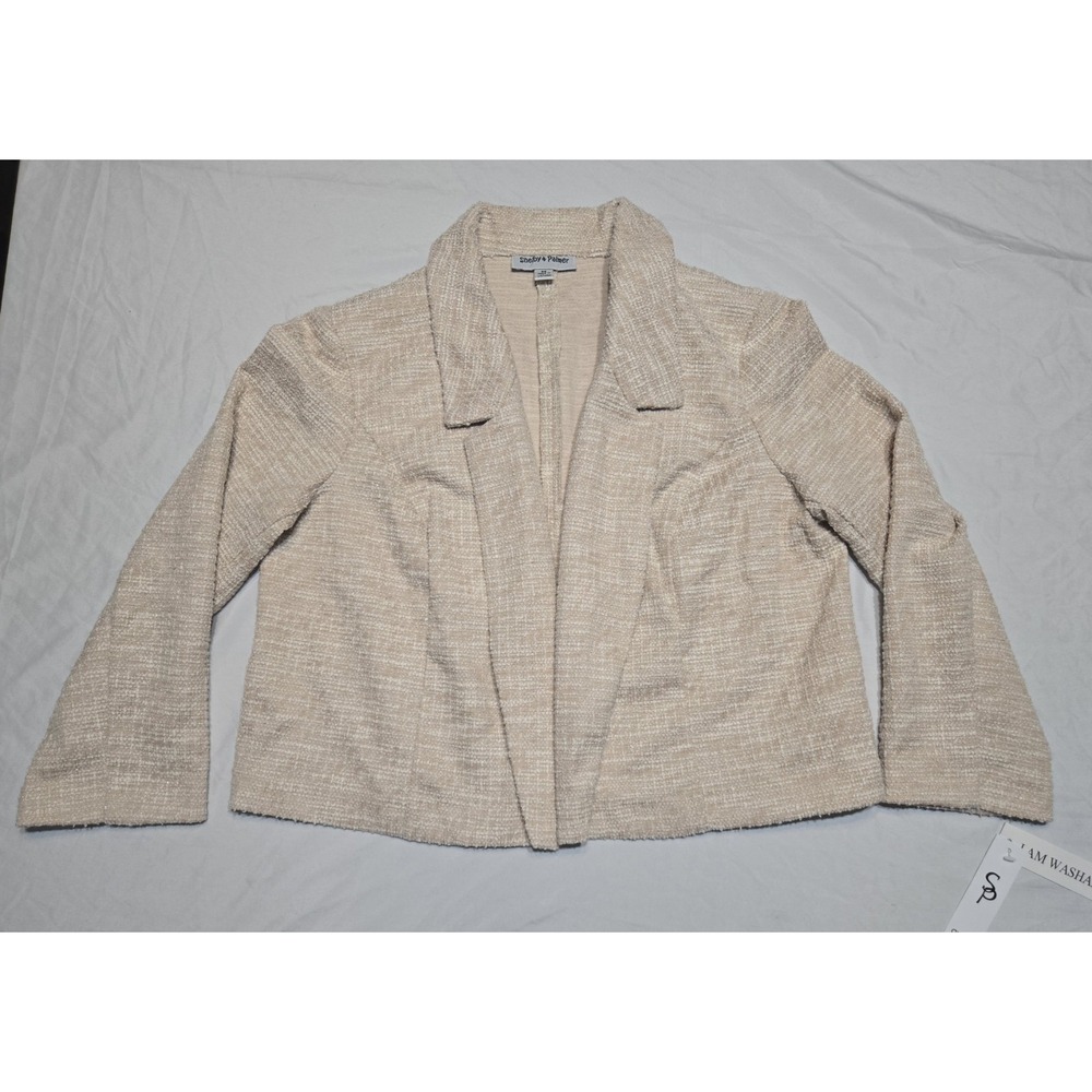 Shelby & Palmer Textured Tweed Cropped Blazer Ivory/Tan Womens Medium NWT Office
